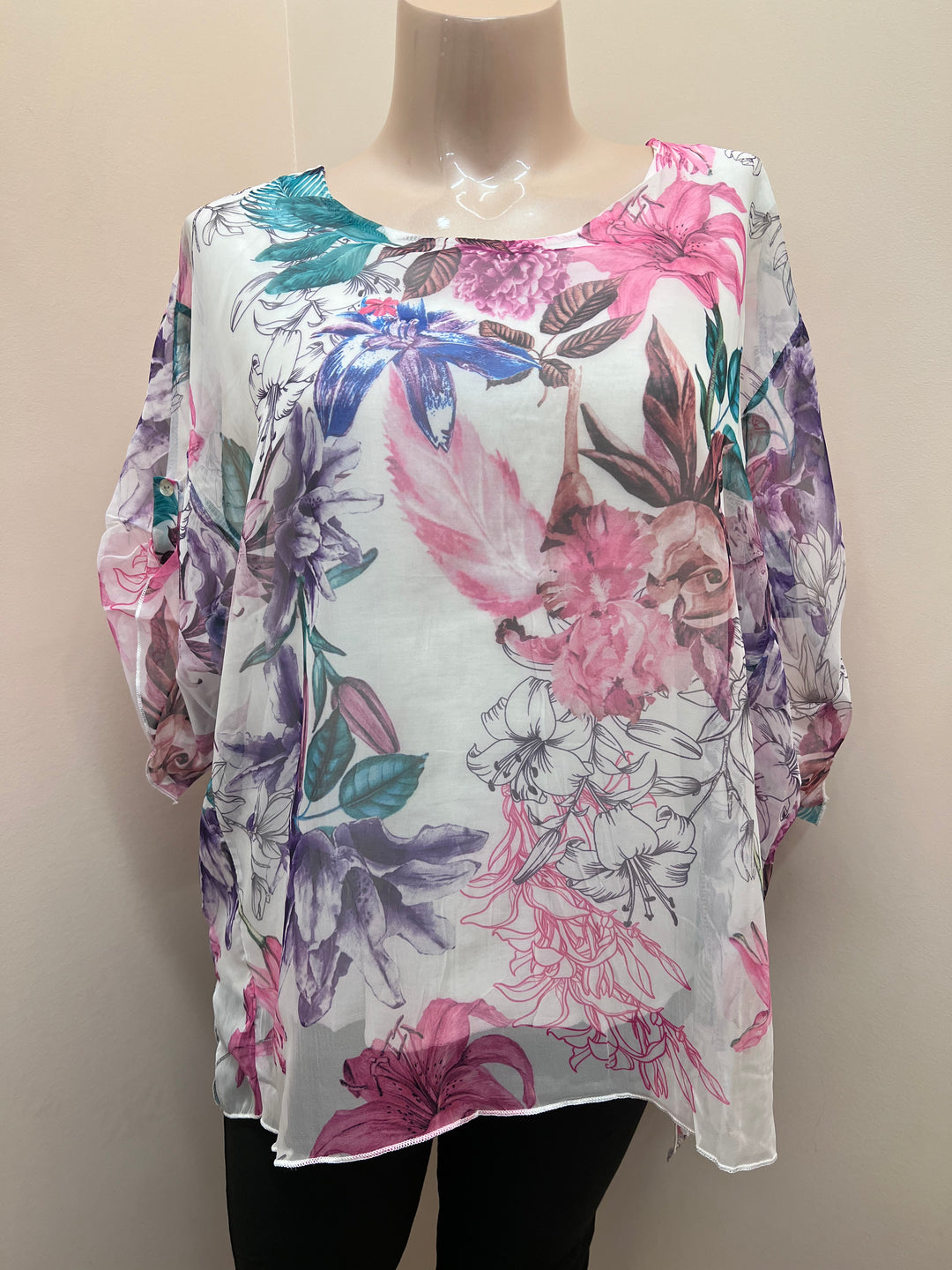 Floral Chiffon Overlay Blouse