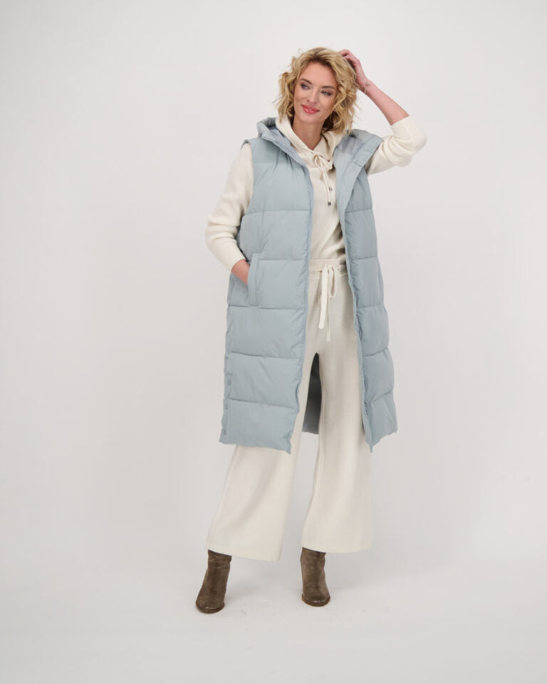 Long Puffer Hooded Vest