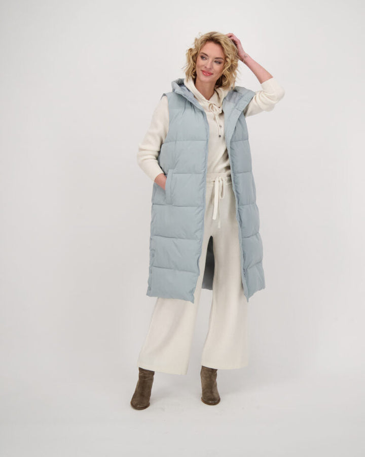 Long Puffer Hooded Vest