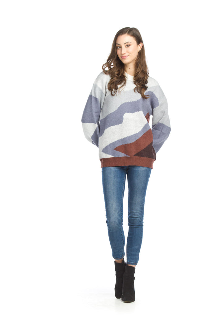 Abstract Scenic Knit Sweater - Size Medium