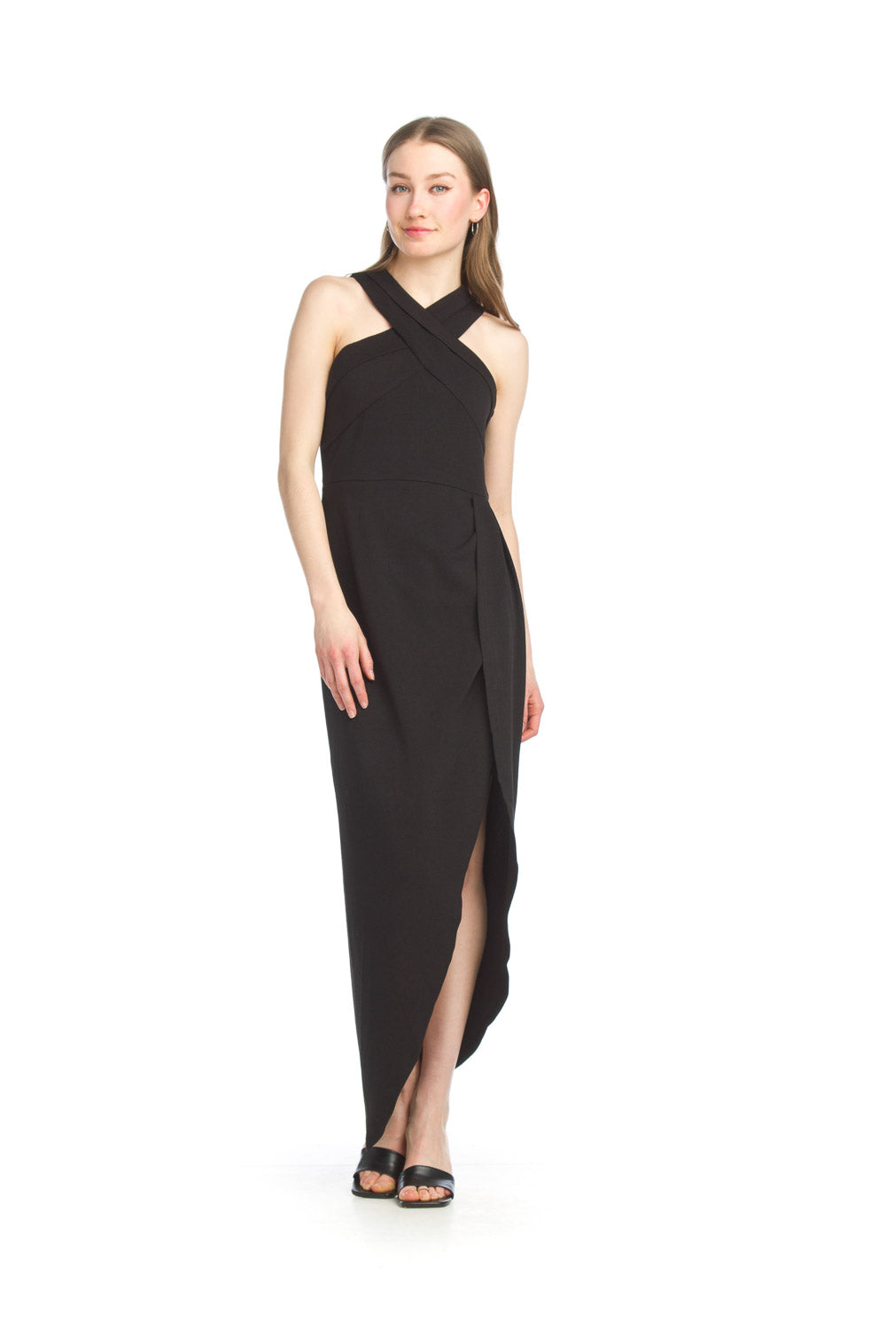 Stretch Cross Neck Tulip Hem Gown