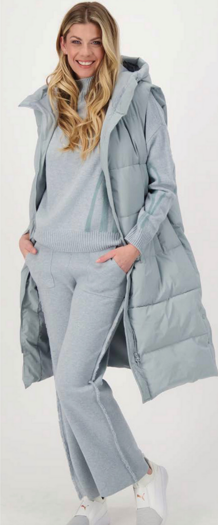 Long Puffer Hooded Vest