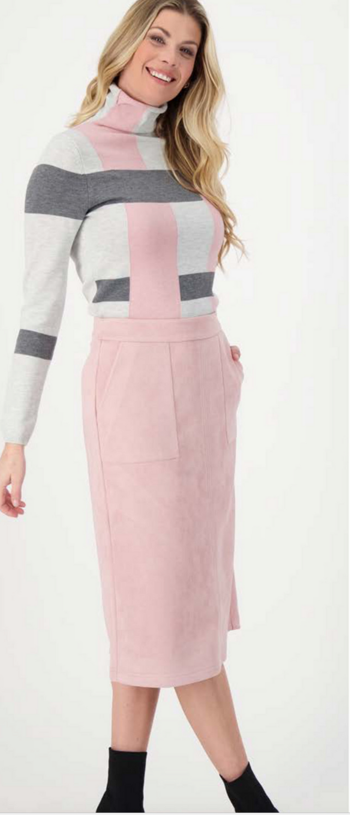 Spanner Faux Suede Straight Skirt