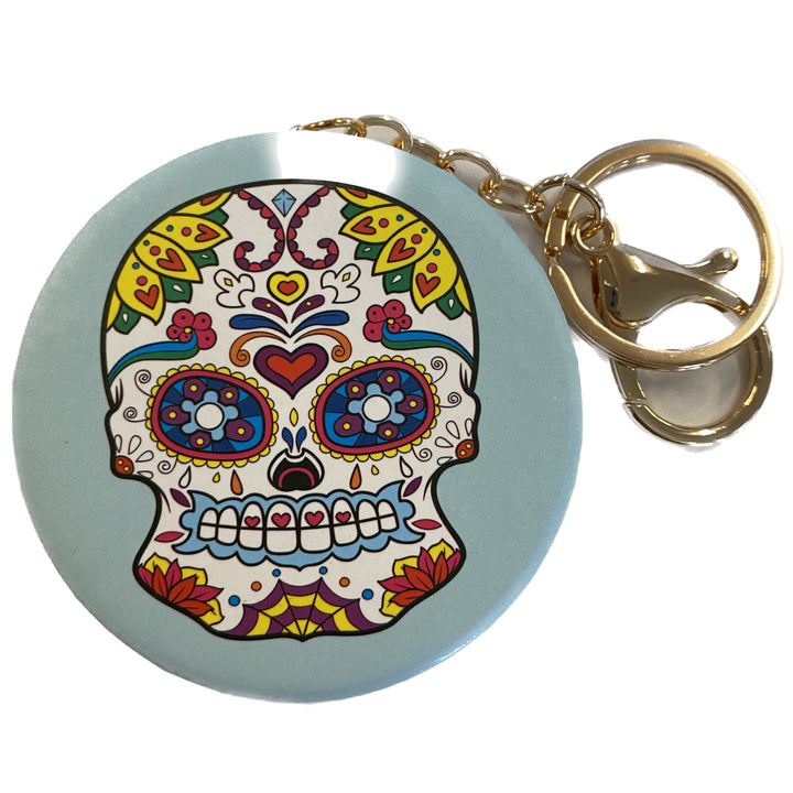 Sugar Skull Compact Mirror Keychain