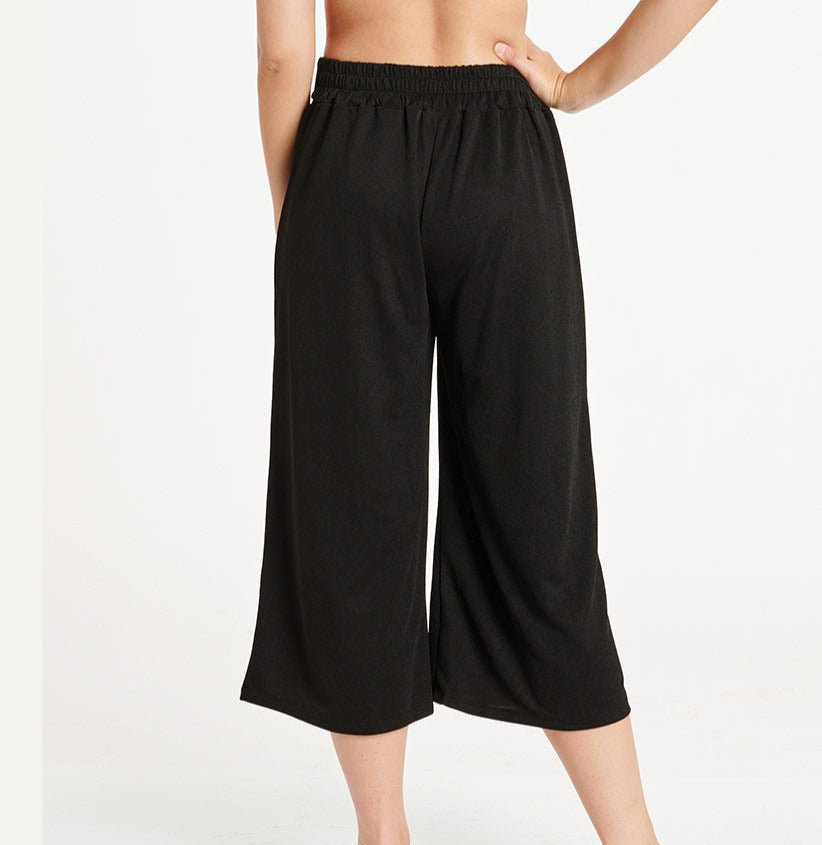Cover Up Gaucho Pant With Sash - Black