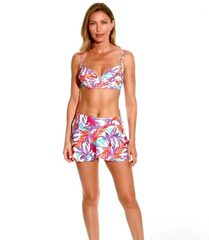 Dance Floor Palm Shirred Underwire Bikini Top
