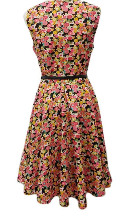 "Ruby" Colorful Florals Boat Neck Dress