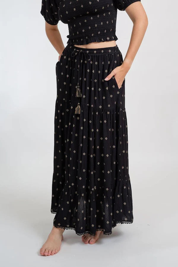 Miami Shine Tiered Long Skirt