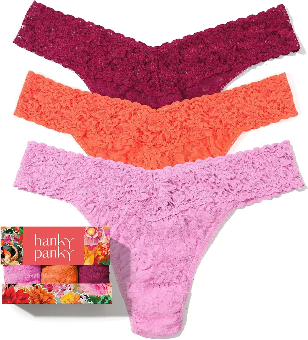 Hanky Panky 3 Pack Signature Lace Thongs -  Floramania