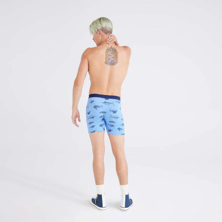 🇨🇦 Saxx Ultra Super Soft Boxer Brief - Fish On-Sail Blue - Size Medium