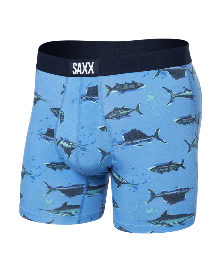 🇨🇦 Saxx Ultra Super Soft Boxer Brief - Fish On-Sail Blue - Size Medium