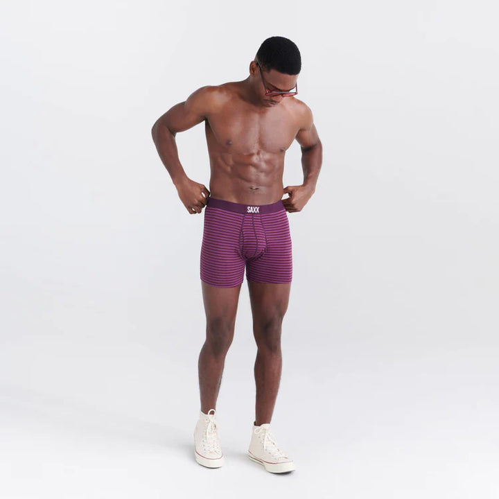 Saxx Ultra Super Soft Boxer Brief - Plum Micro-Stripe