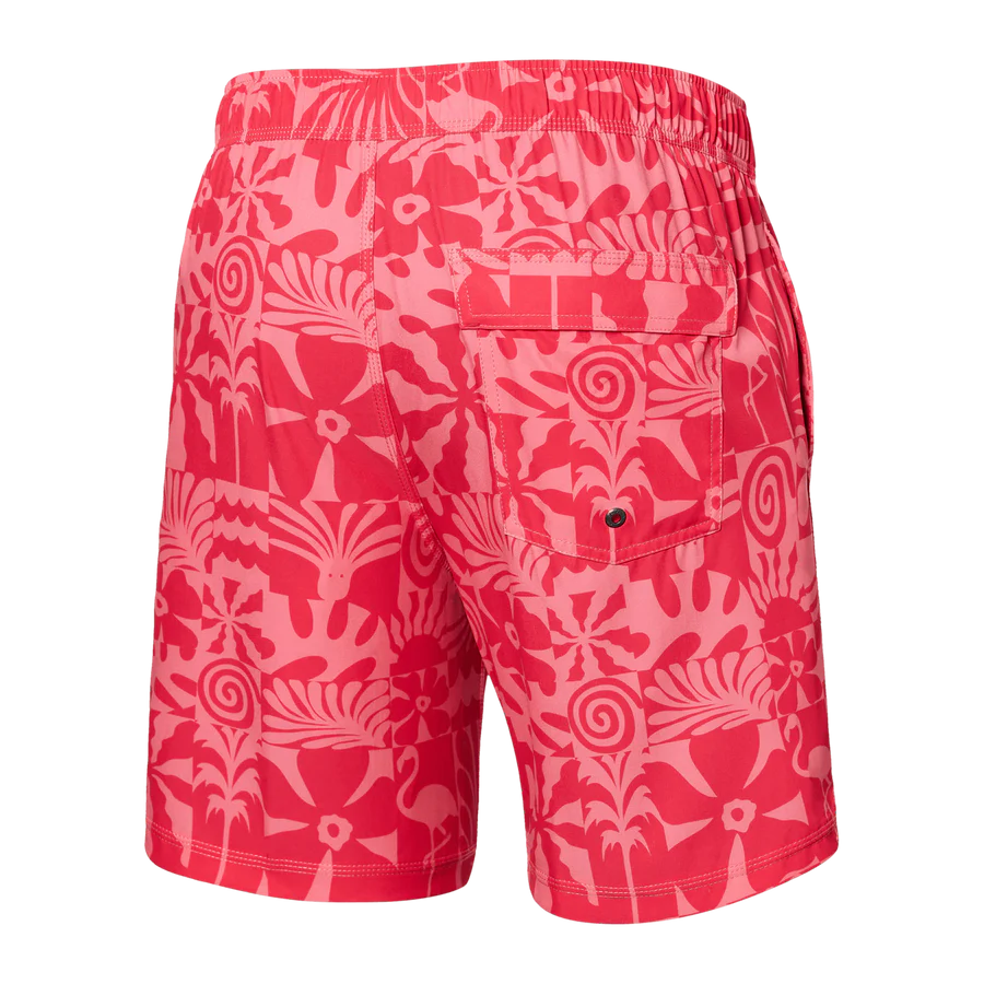 🇨🇦 Saxx Oh Buoy 2in1 Volley 7" - East Coast- Hibiscus - Size Small