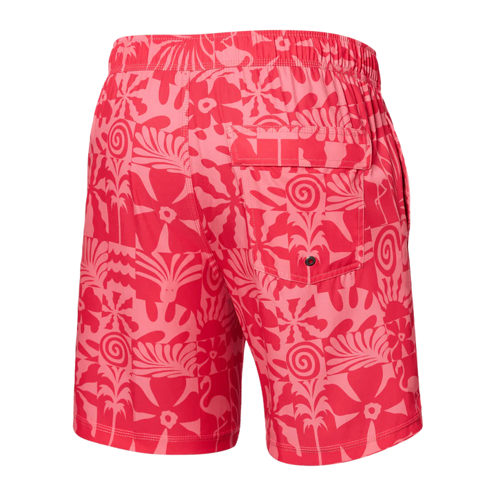 🇨🇦 Saxx Oh Buoy 2in1 Volley 7" - East Coast- Hibiscus - Size Small