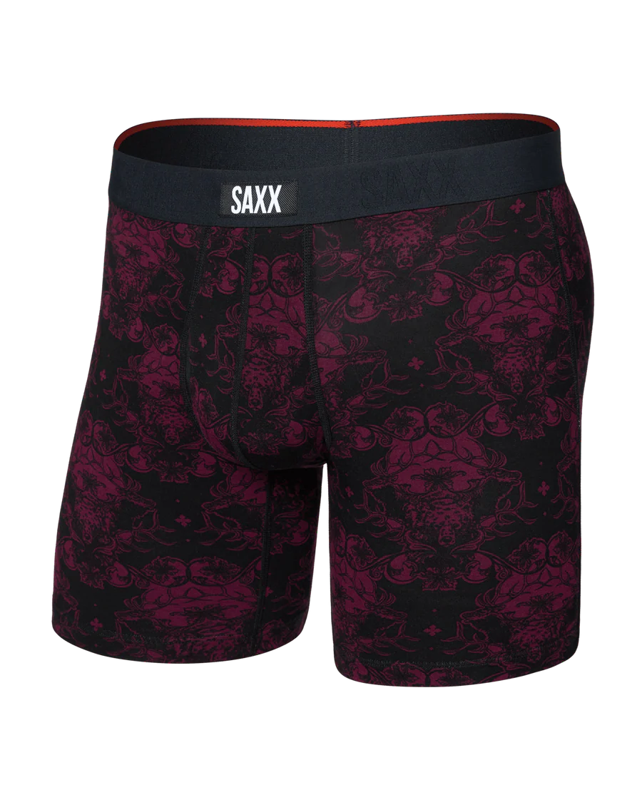 Saxx Vibe Xtra Soft Boxer Brief - Bear Brocade-Maroon