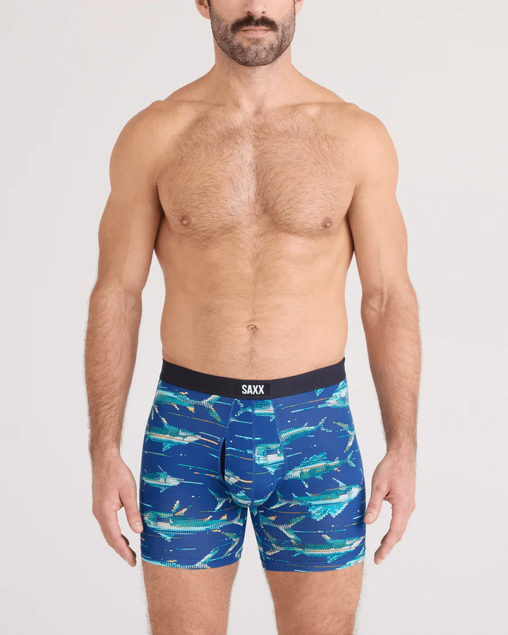 Saxx Vibe Xtra Soft Boxer Brief - Digi Fish-Sapphire
