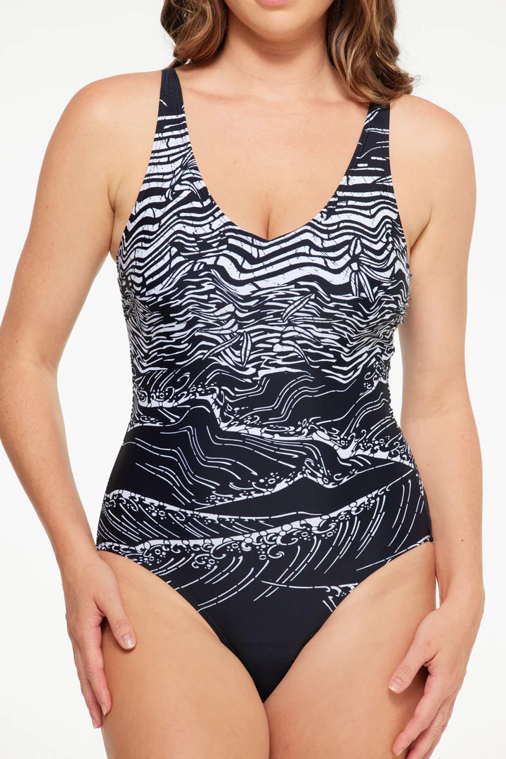 Budapest V-Neck Plunge One Piece - Size 8