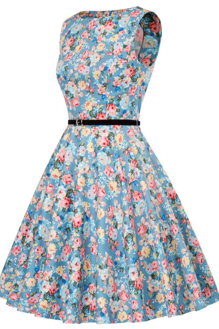 "Ruby" Pastel Floral Fit & Flare Dress - Size Large