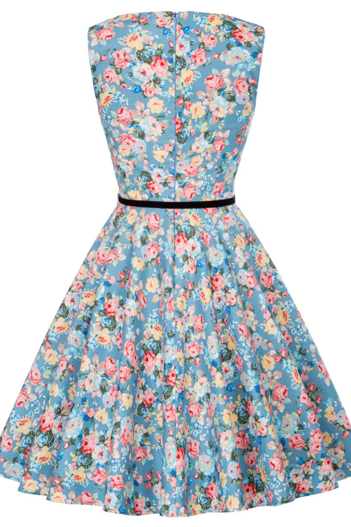 "Ruby" Pastel Floral Fit & Flare Dress - Size Large