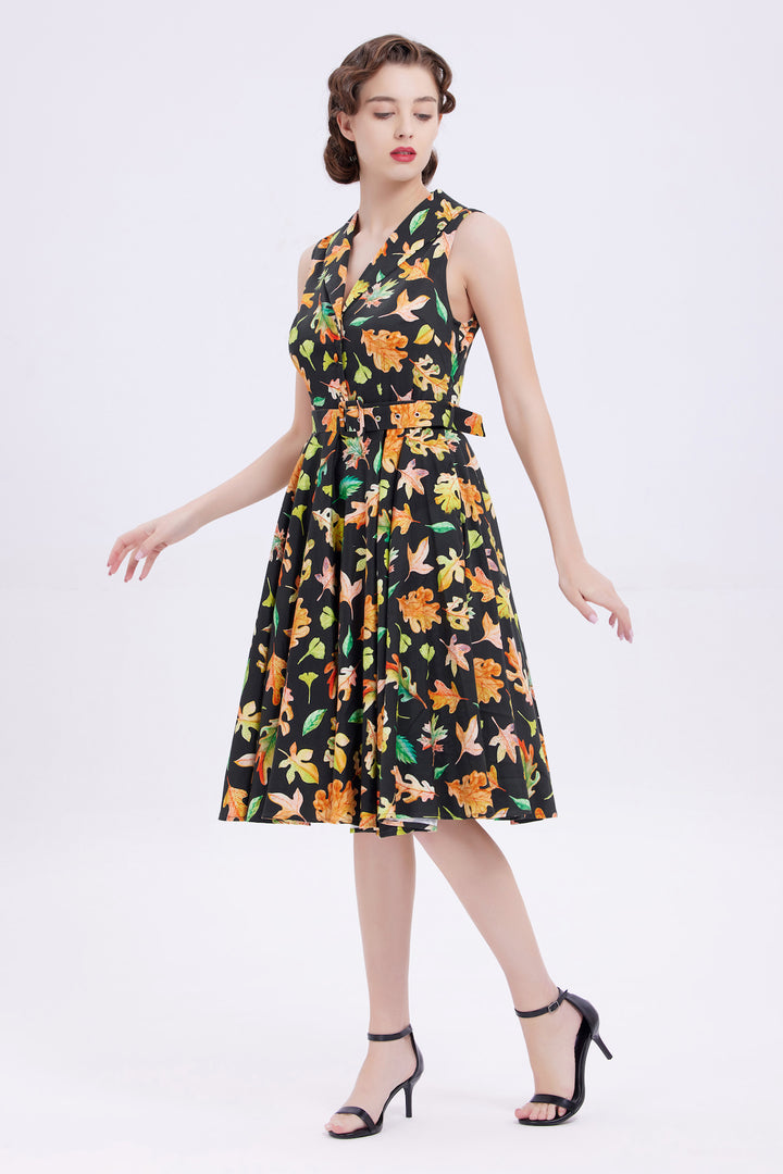 "Jani" Autumn Leaves Fit & Flare Dress