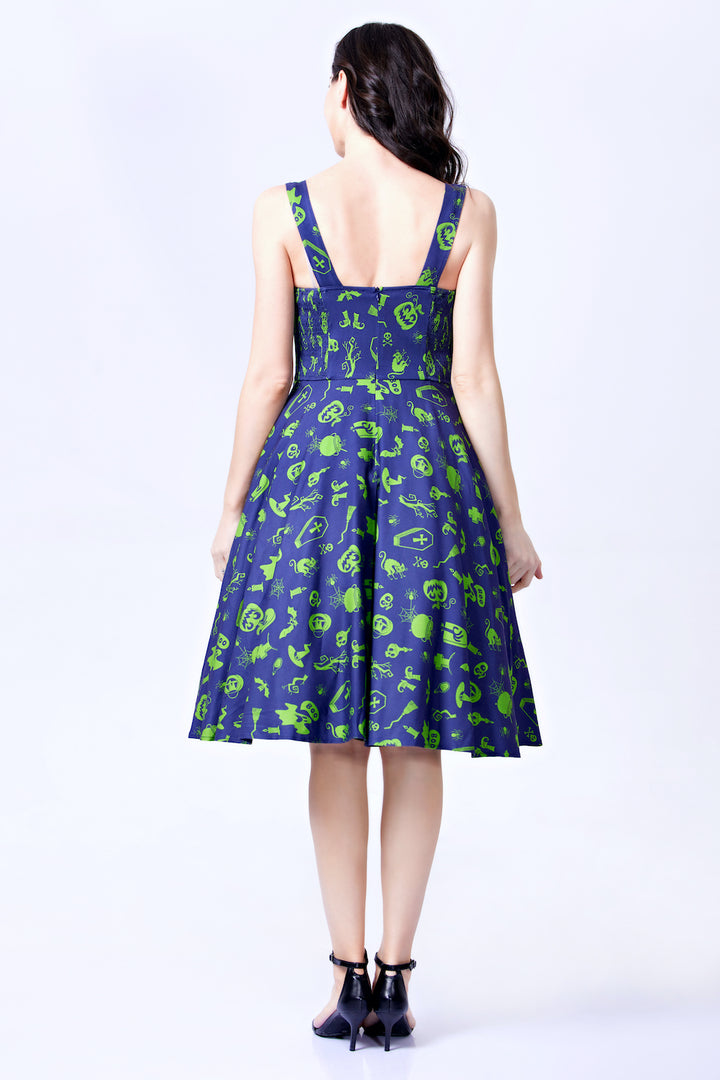 "Heidi" Graveyard Fit & Flare Dress - Size Medium