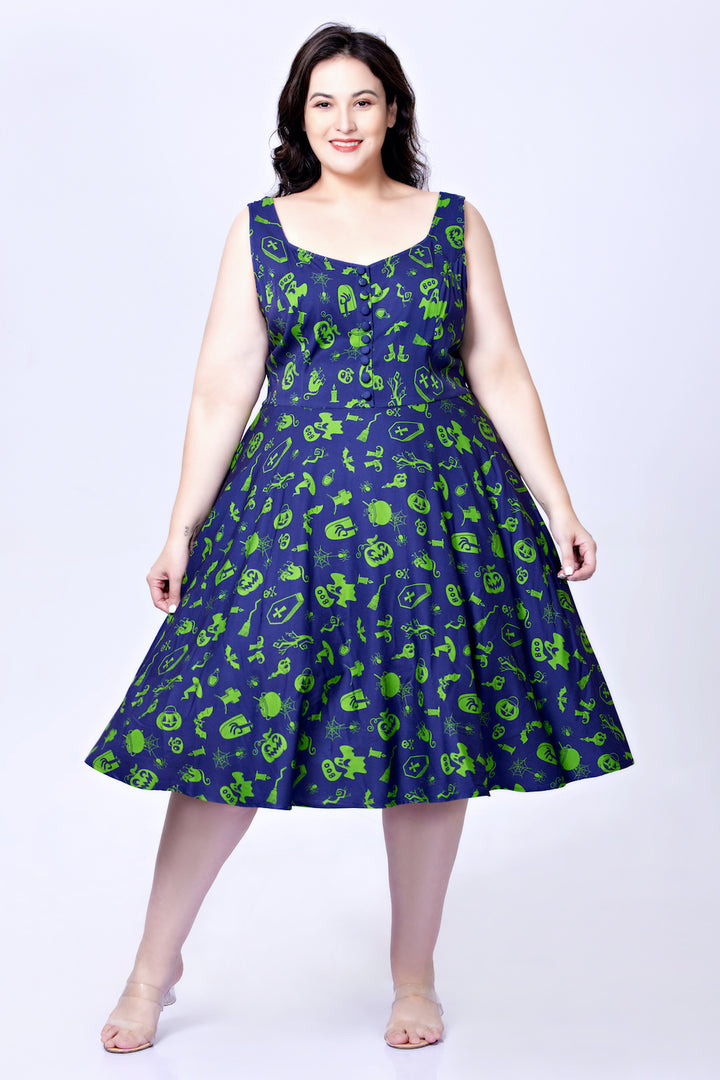 "Heidi" Graveyard Fit & Flare Dress - Size Medium