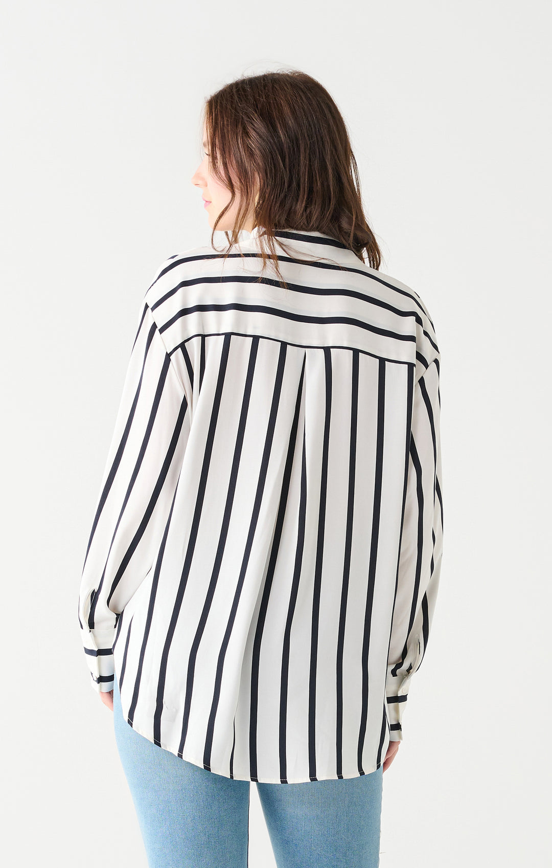 Striped Textured Button Front Blouse