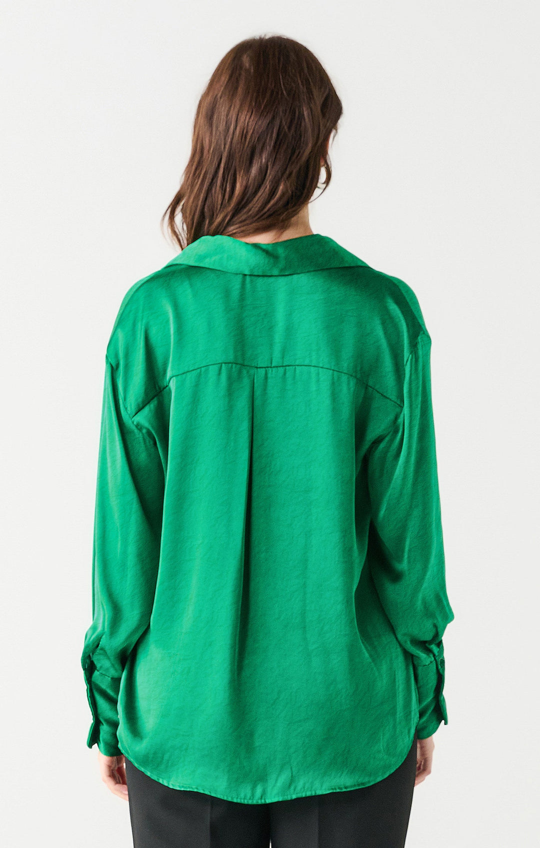 Emerald Textured Button Front Blouse