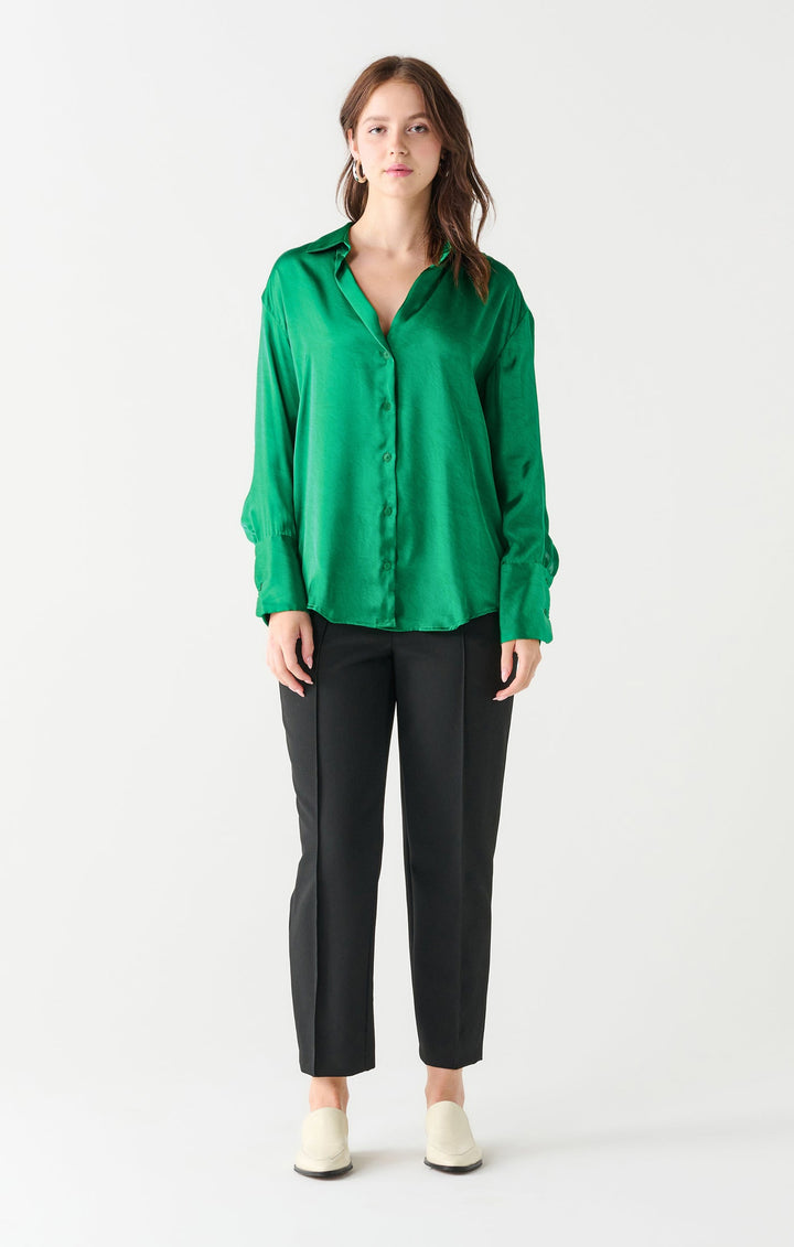 Emerald Textured Button Front Blouse