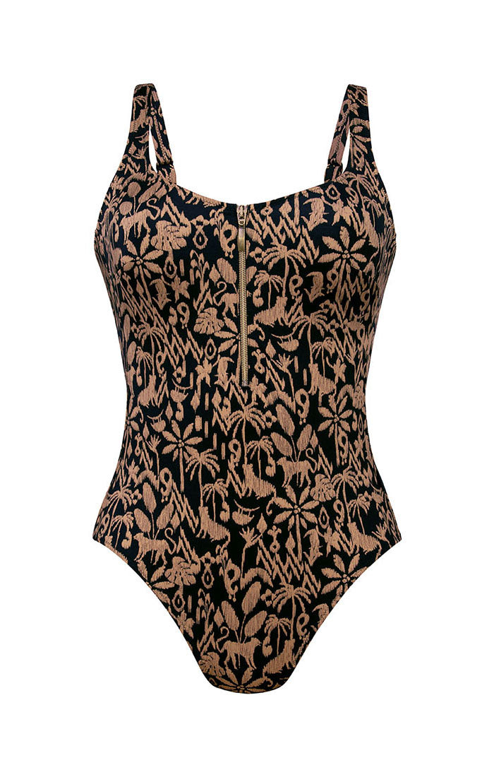 Secret Jungle Elouise One-Piece Zip Front Swimsuit