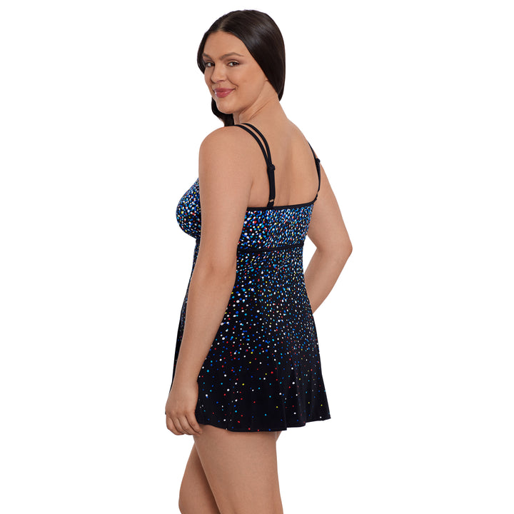 Rainbow Sprinkles Empire Princess Seam Long Torso Swim Dress