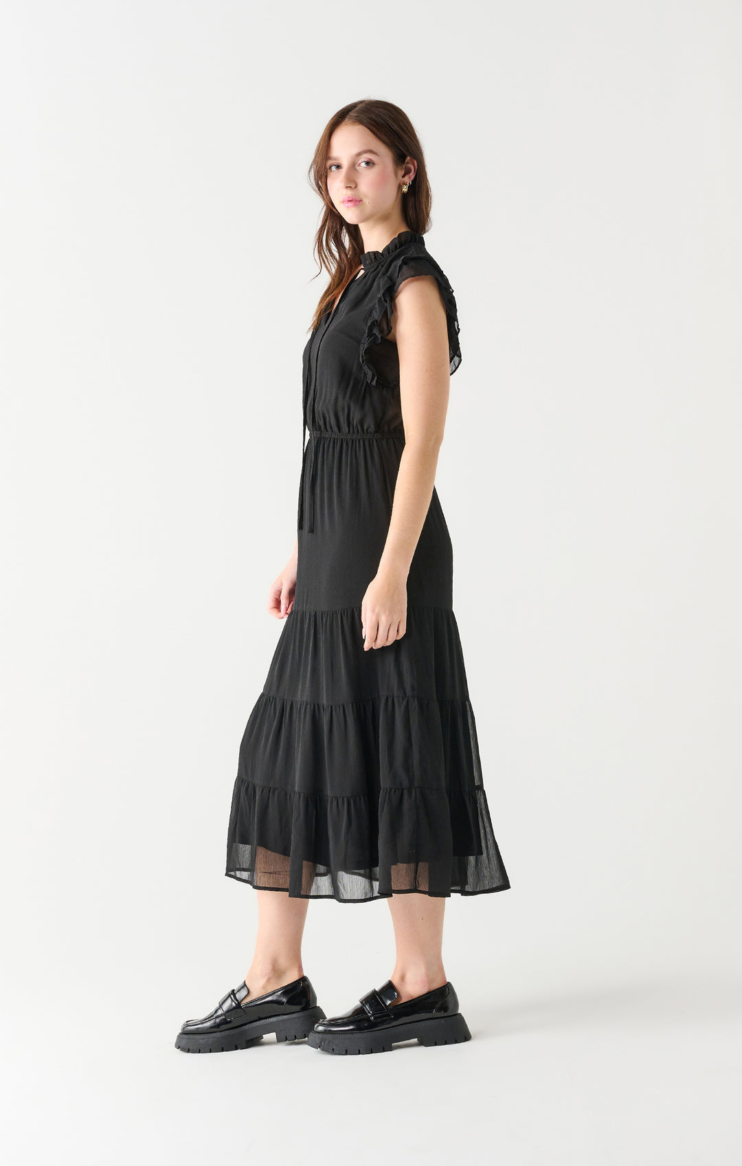 Ruffled Sleeve Tiered Maxi Dress