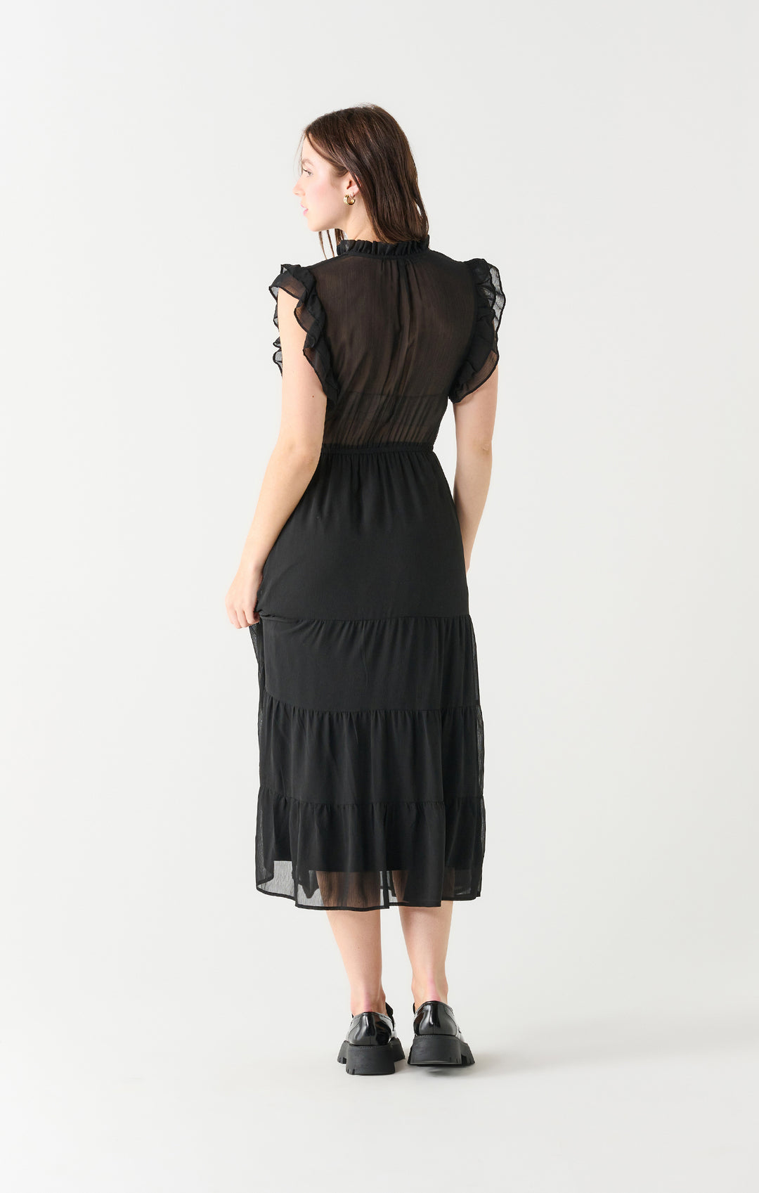 Ruffled Sleeve Tiered Maxi Dress