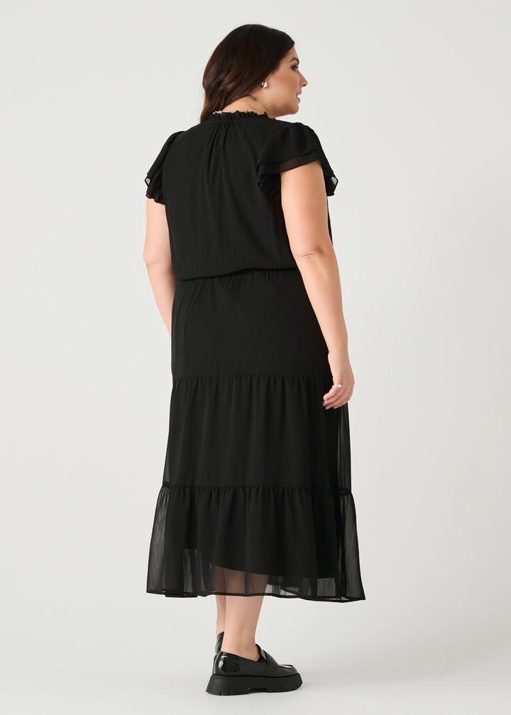 Dex Plus Ruffled Sleeve Tiered Maxi Dress