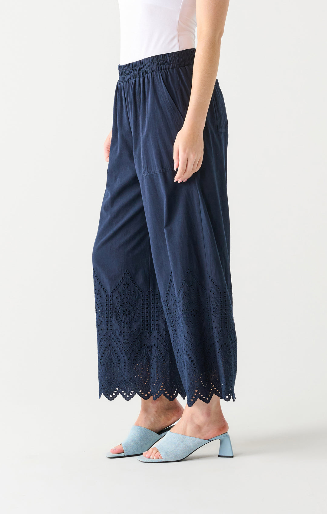 High Waisted Eyelet Pull On Pants