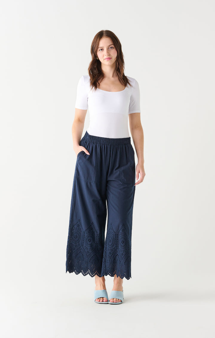 High Waisted Eyelet Pull On Pants