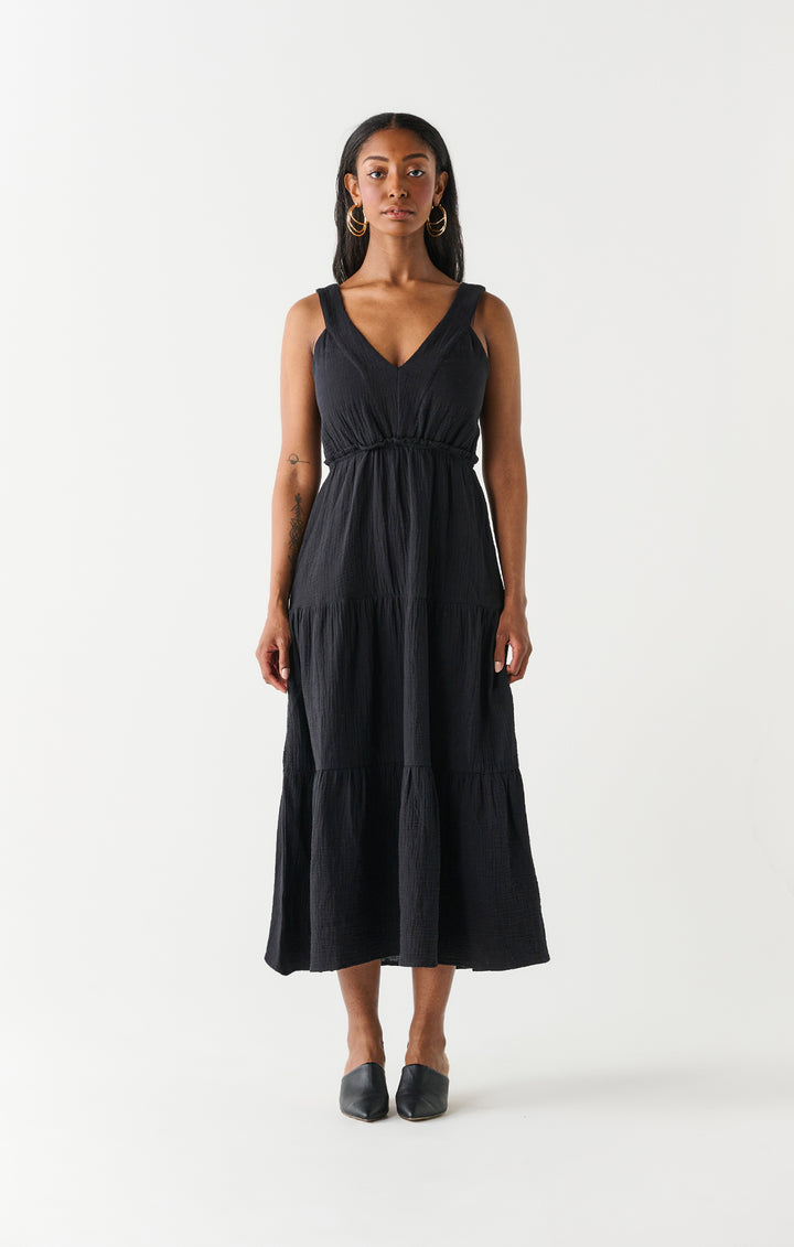 Dex Textured Tiered Cotton Midi Dress