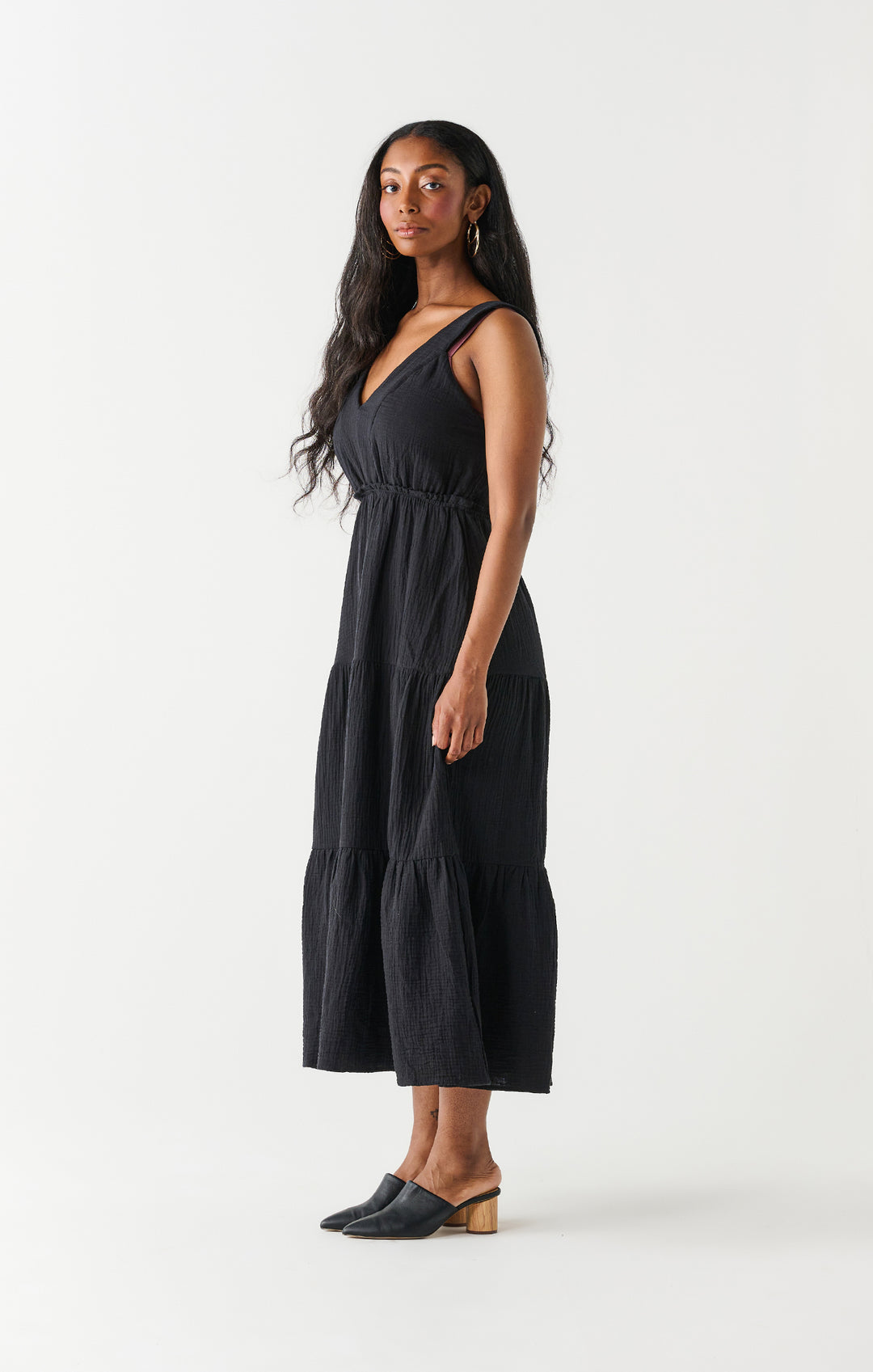 Dex Textured Tiered Cotton Midi Dress