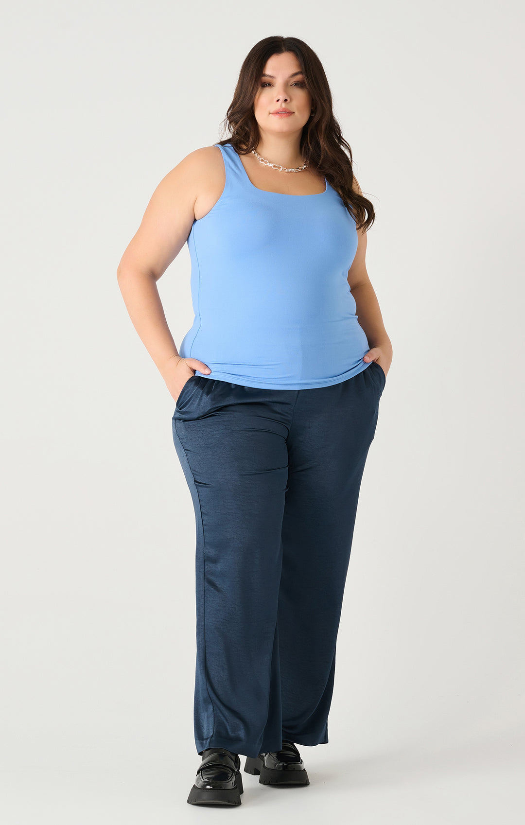 Dex Square Neck Tank Top - Ocean