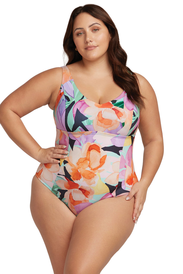 Natare Flo Turner Chlorine Resistant One-Piece Swimsuit - Size 16