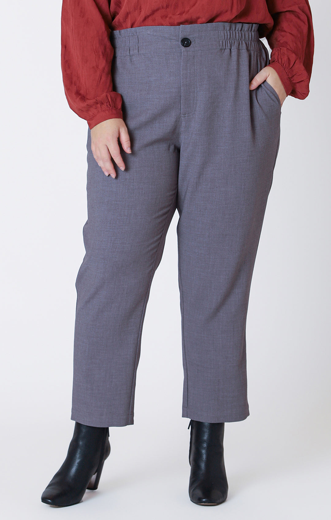 Dex Elastic Waist Straight Leg Trousers