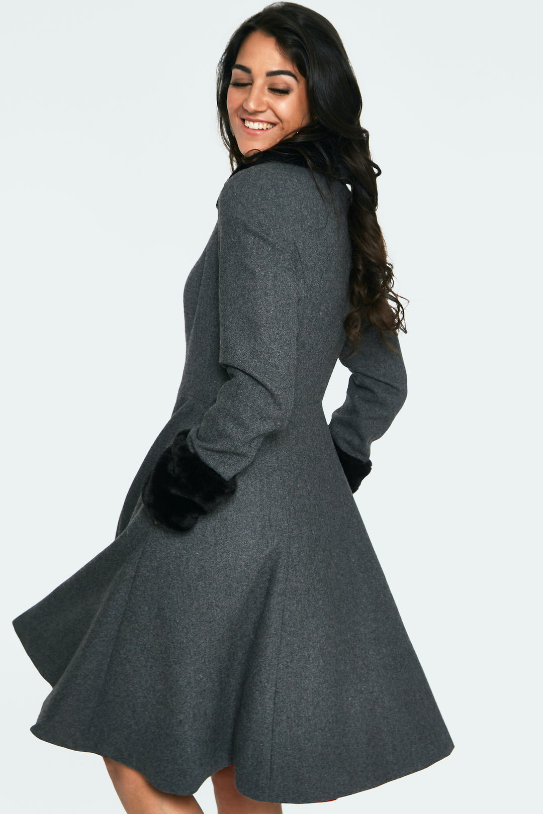Erin Removable Faux-Fur Trim Coat With Pockets