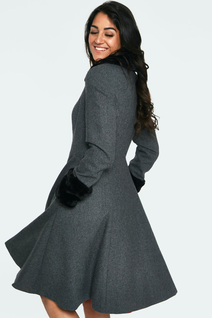 Erin Removable Faux-Fur Trim Coat With Pockets