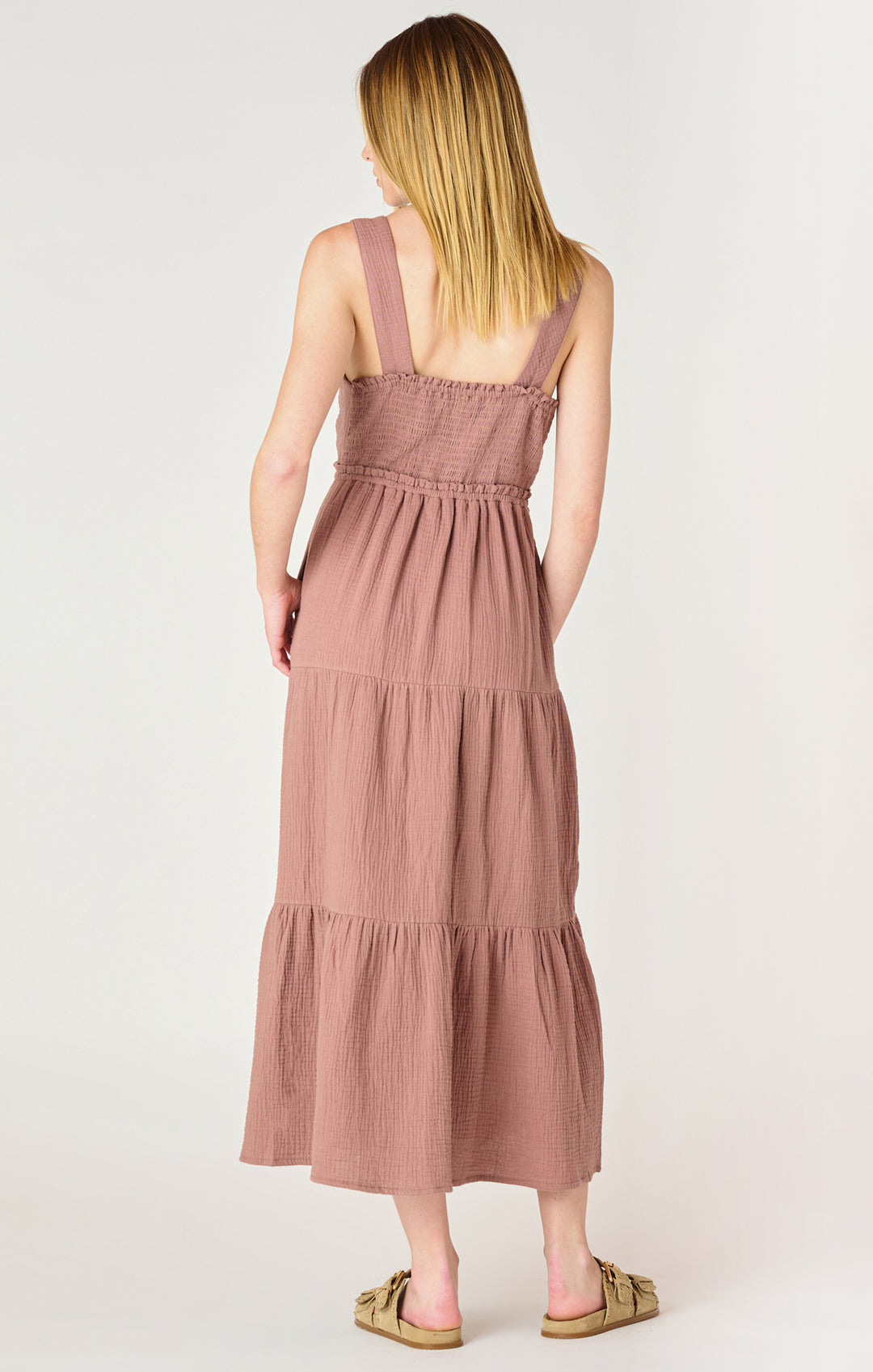 Dex Sleeveless Textured Tiered Mid Dress