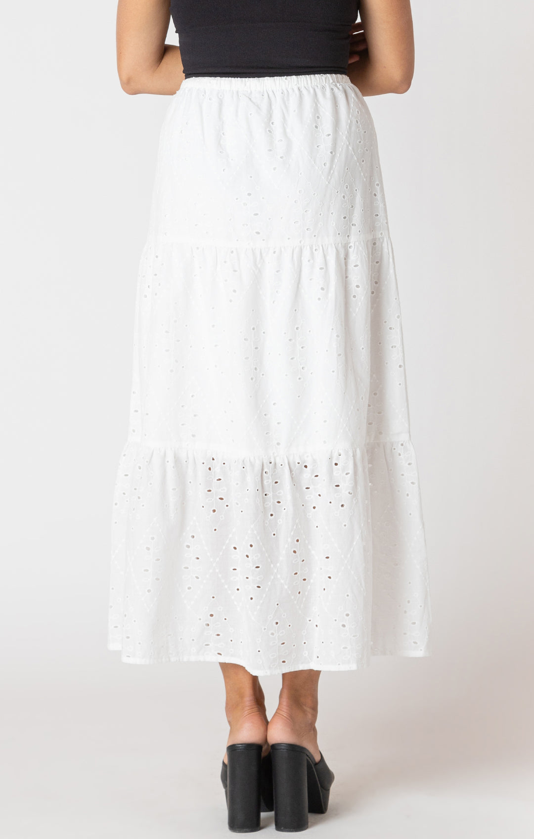 Embroidered Eyelet Cotton Maxi Skirt