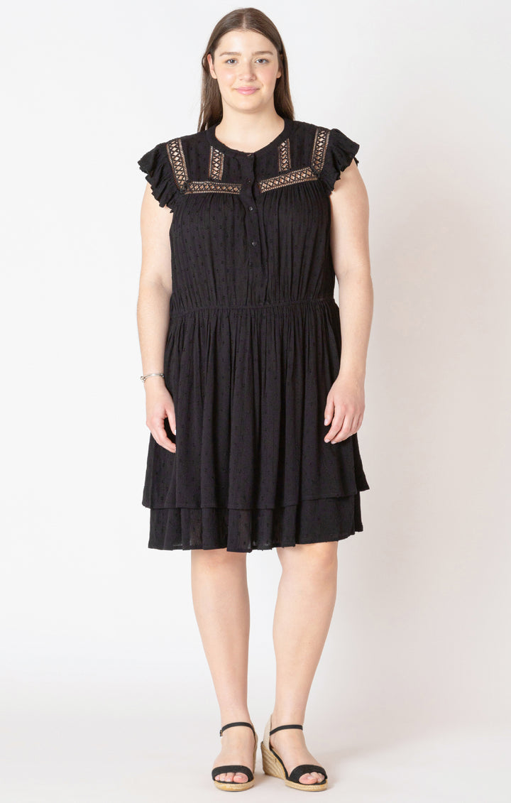 Dex Short Sleeve Swiss Dot Mini Dress