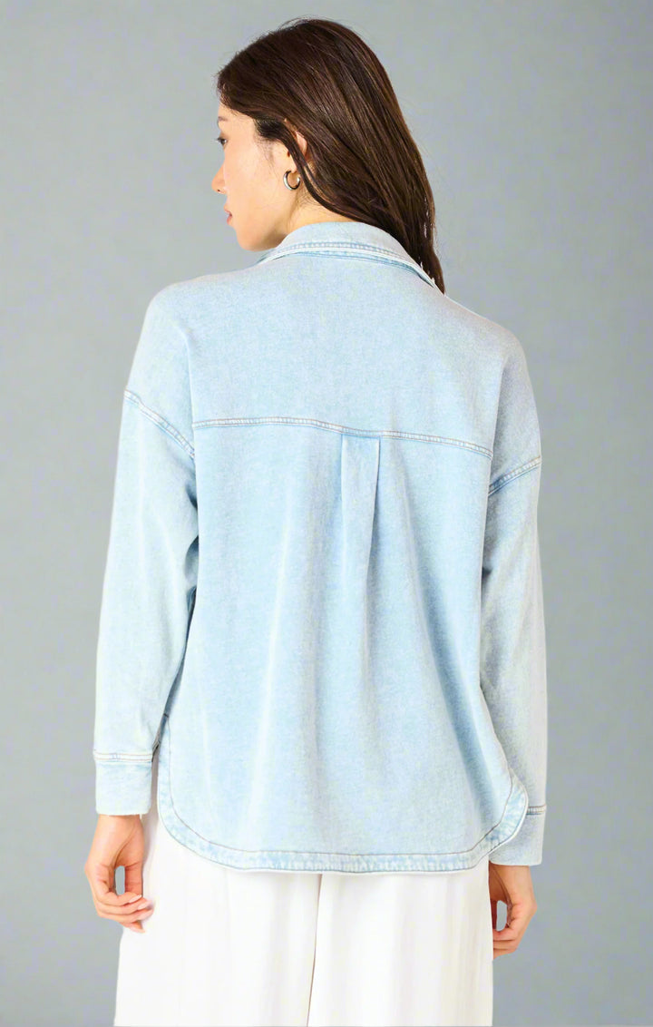 Long Sleeve Knit Denim Jacket