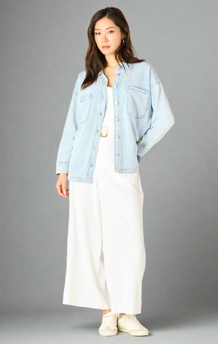 Long Sleeve Knit Denim Jacket
