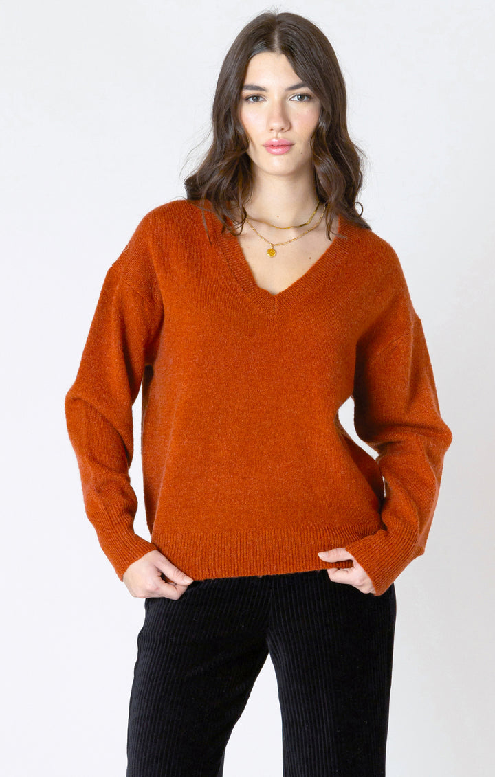 Long Sleeve Soft Knit Sweater - Burnt Orange