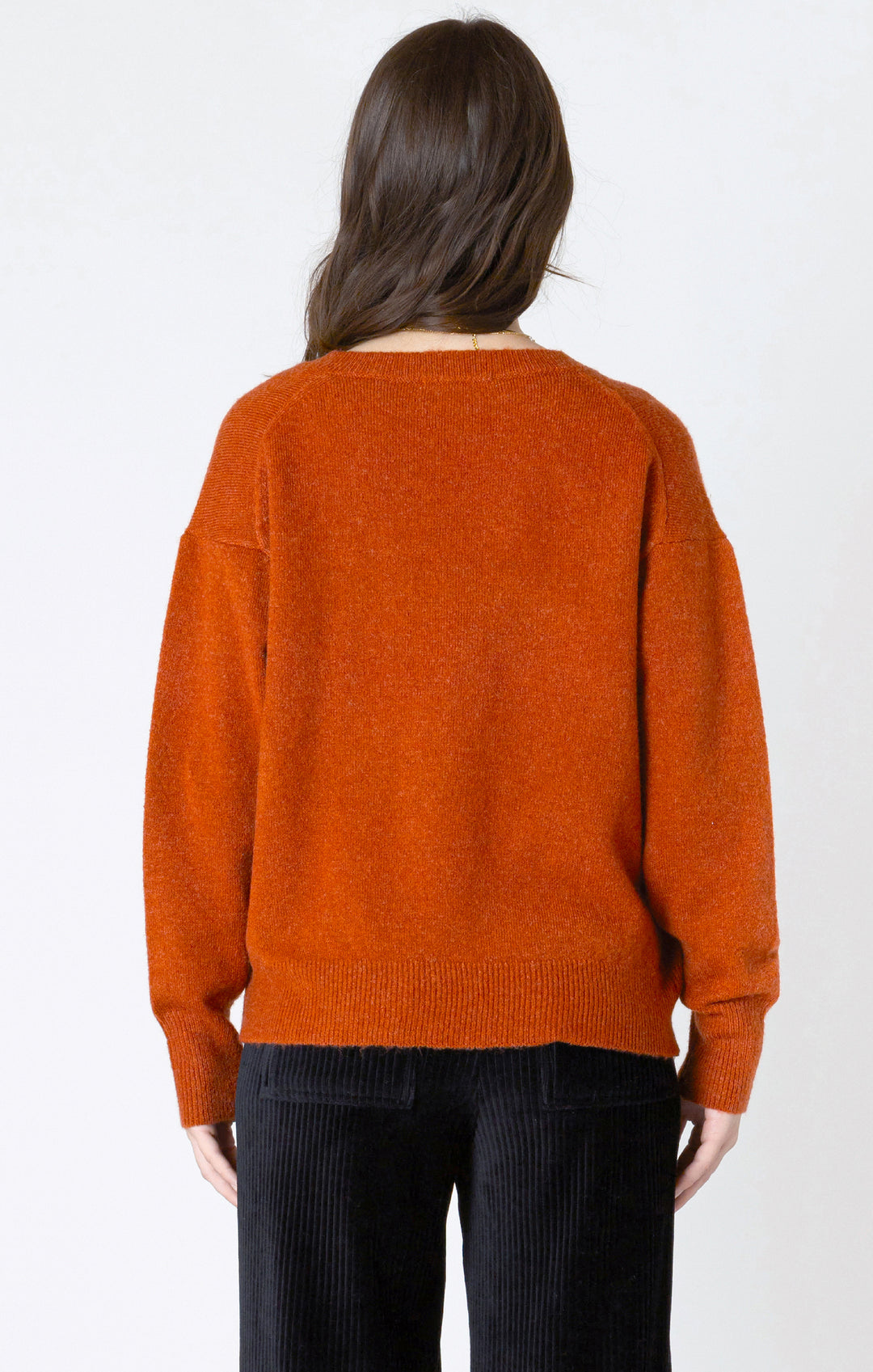 Long Sleeve Soft Knit Sweater - Burnt Orange